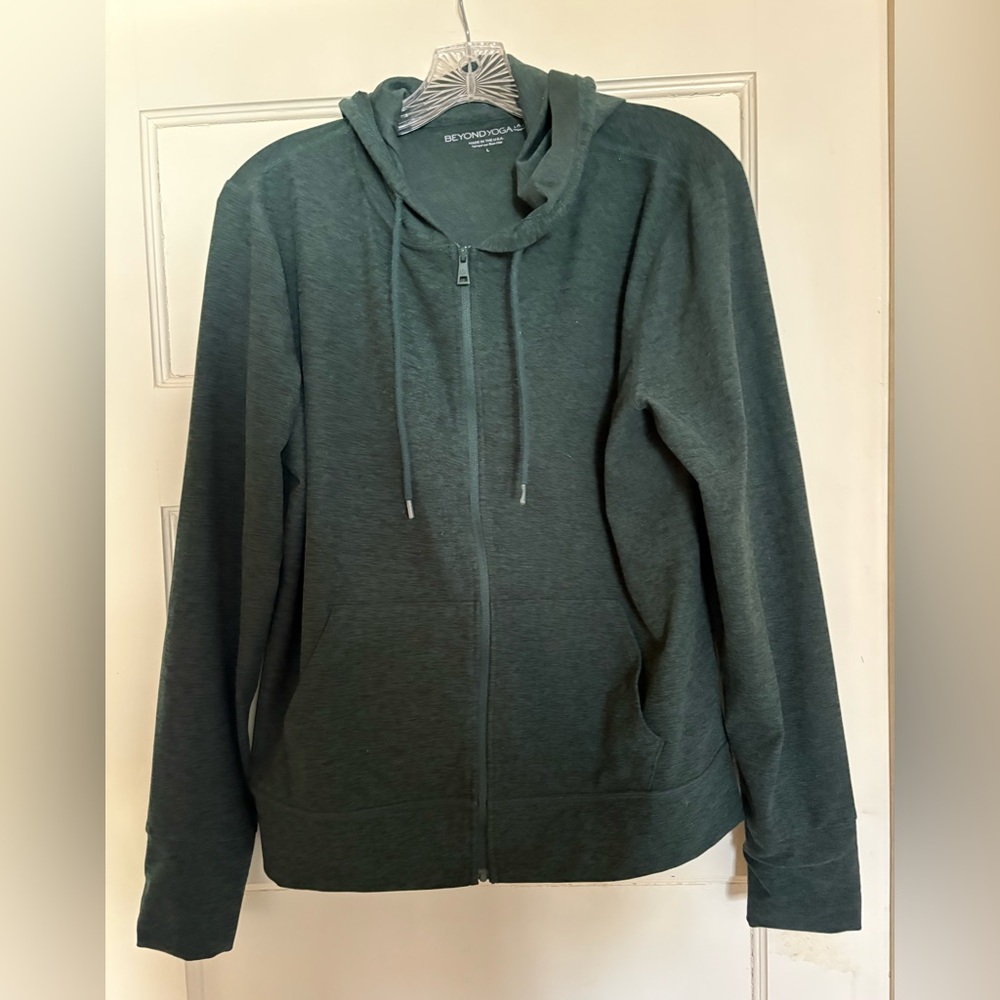 Beyond Yoga space dye zipped hoodie jacket in dark green